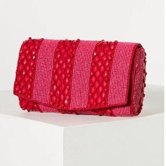 Anthropologie Handbags - New Anthropologie Beaded Stripe Clutch!!🔥🔥🔥